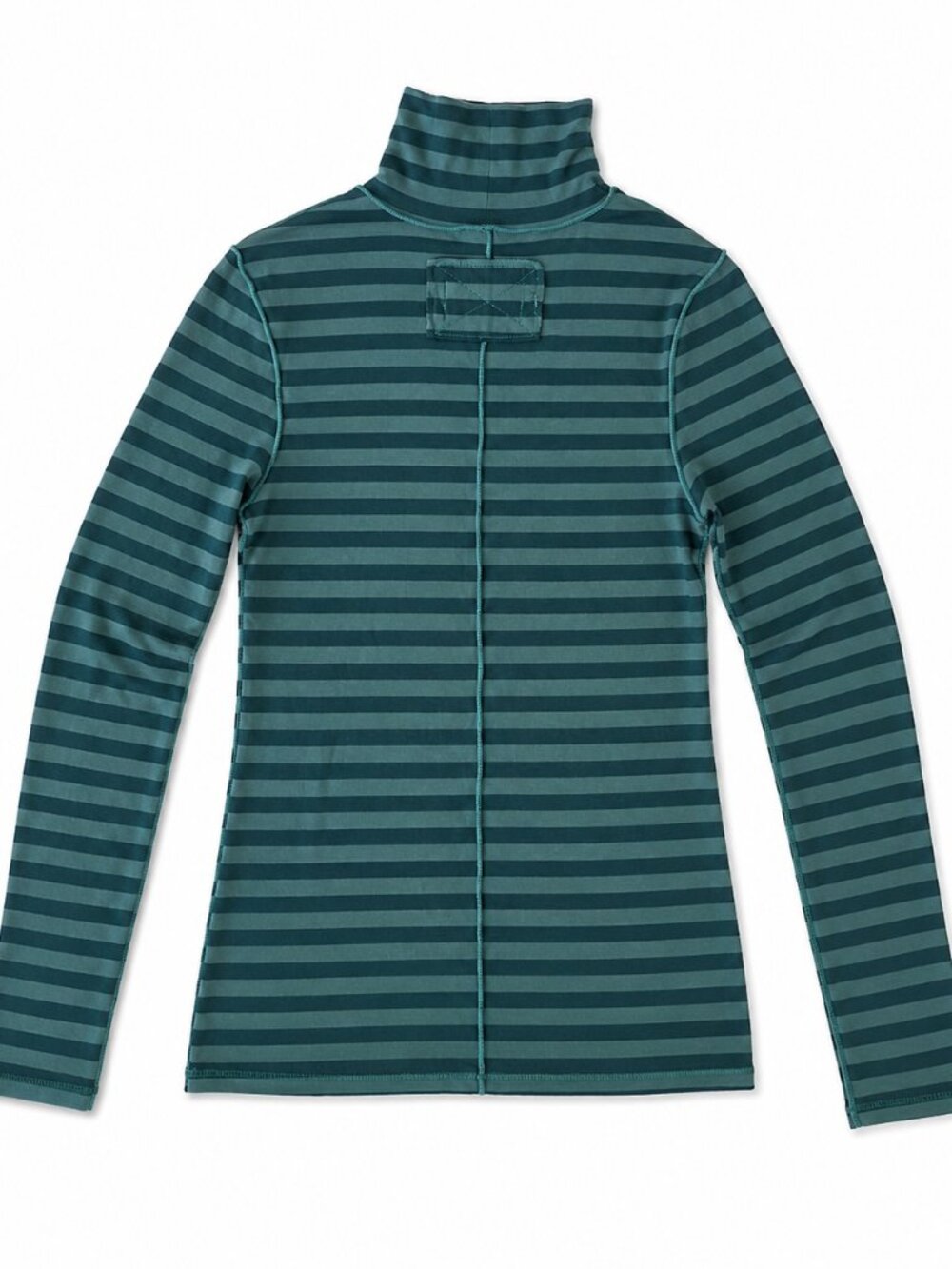 FREE PEOPLE We The Free Good Good Stripe Mock Neck Top Teal Rainforest Sz S NWT - Picture 3 of 6